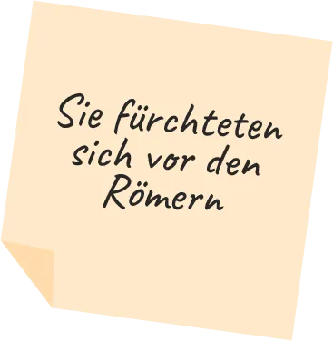 Post-it mit "Sie fürchteten sich vor den Römern"