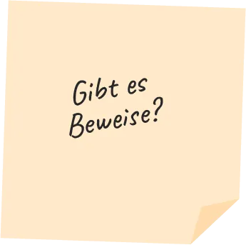 Post-it mit der Frage "Gibt es Beweise?"