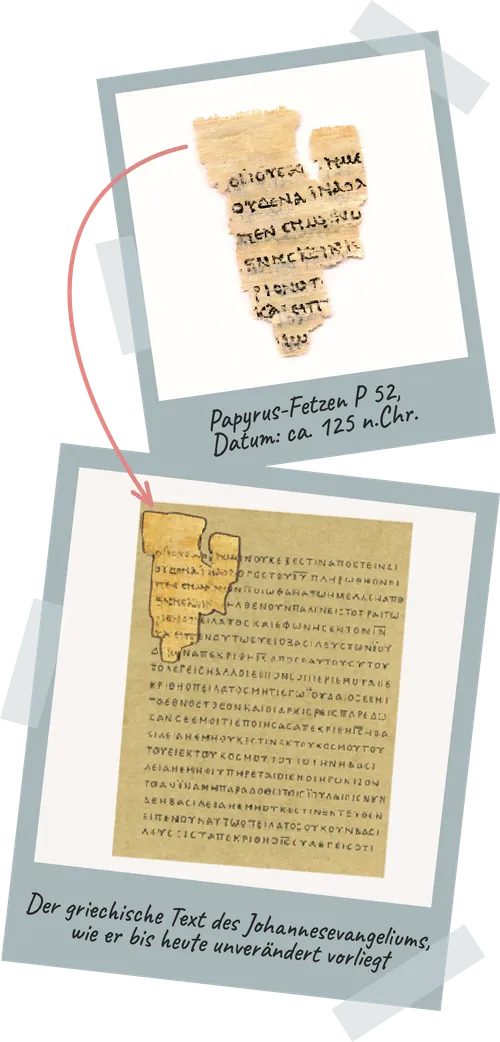 Bild von Papyrus-Fetzen aus dem griechischen Text des Johannesevangeliums