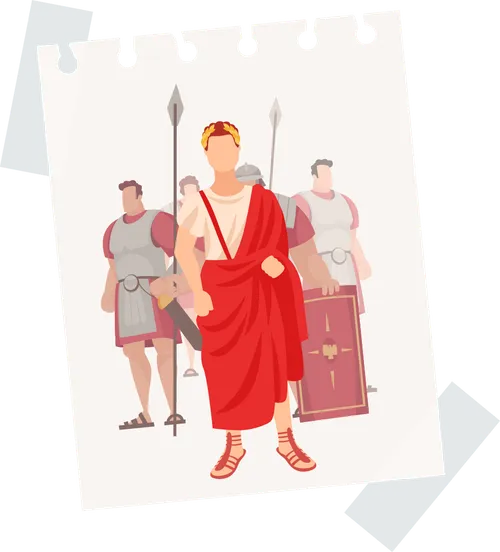 Grafik von Pilatus und Römern
