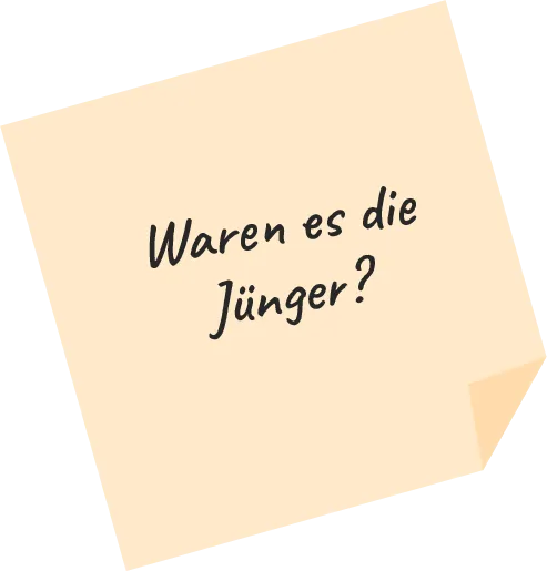 Post-it mit der Frage "Waren es die Jünger?"